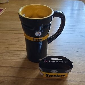 Pittsburgh Steelers Black and Yellow Mug & Bracelet Bundle